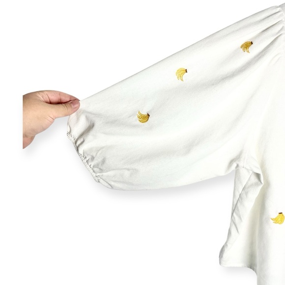 BlueSteel womens novelty embroidered banana collared button down linen cotton XL - Picture 6 of 10